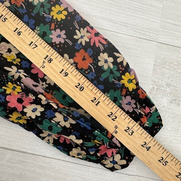 Asos‎ Long Sleeve Mini Wrap Dress Size 8 Black Ditsy Floral V Neck Puff Sleeves - Picture 11 of 13